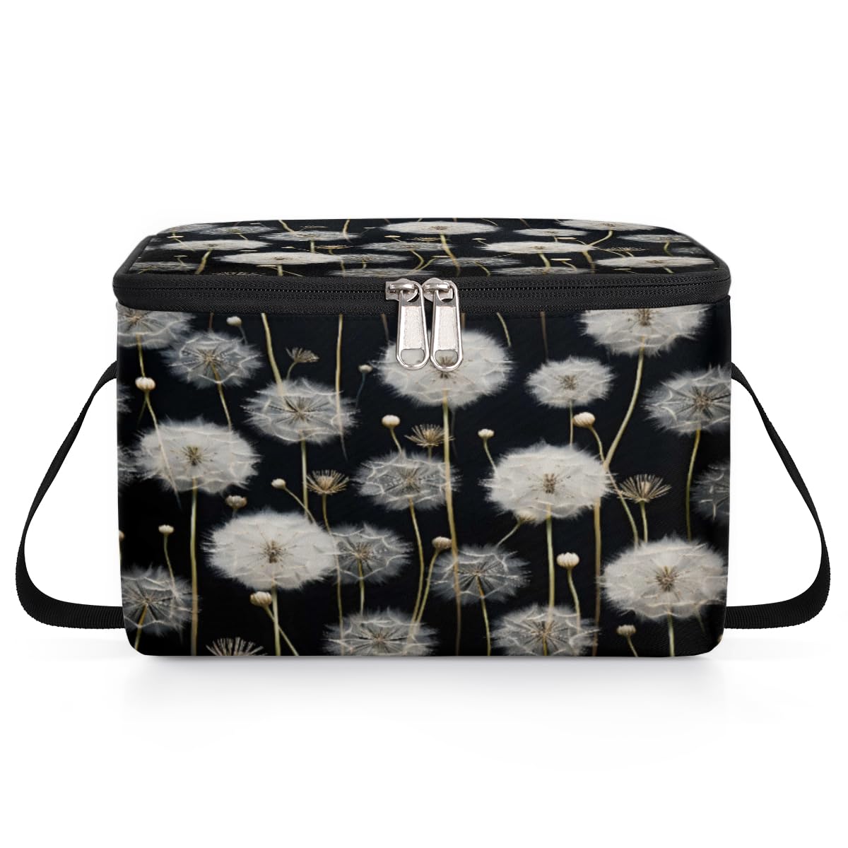 GzLeyigou Dandelion Lunch Bags for Women Men 9 Cans, Hot & Cold Food Delivery Bag Insulated Grocery Bag Insulated Lunch Box White Dandelion Cooler Bag for Office Work Picnic Beach