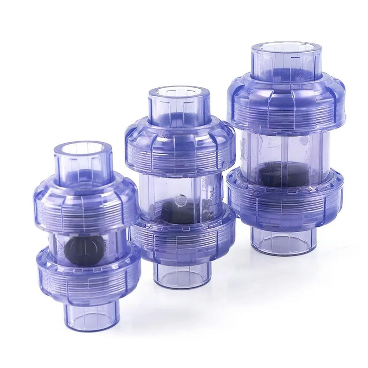 2 conectores de tubería transparentes azules de 20/25/32/40/50 mm, accesorios para peces de acuario, accesorios rápidos, 2 unidades, 50 mm