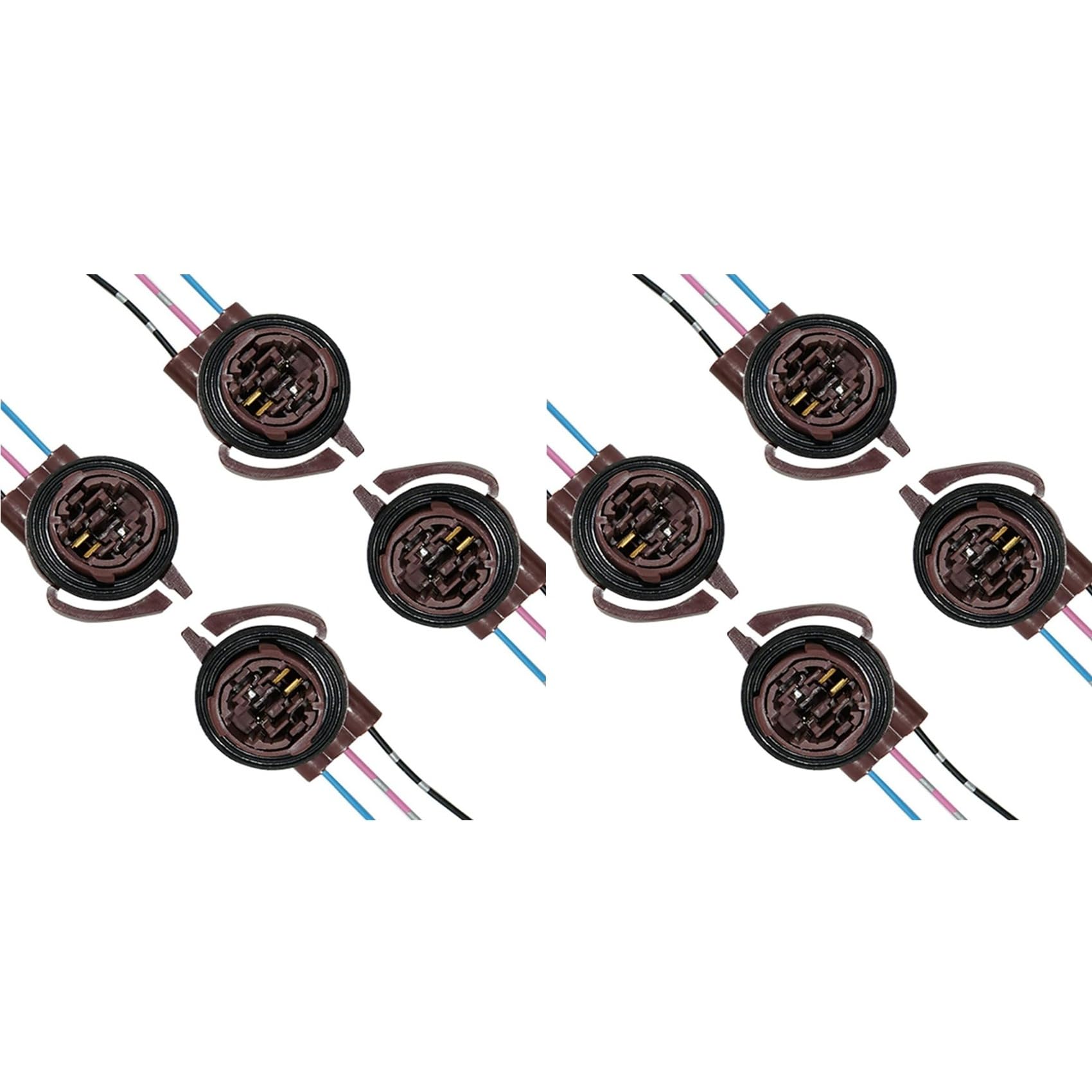 8PCS 3157 Pre-Wired Harness Sockets, Car LED Bulbs Socket Adapters, Bulb Pigtail Socket Plug Connectors