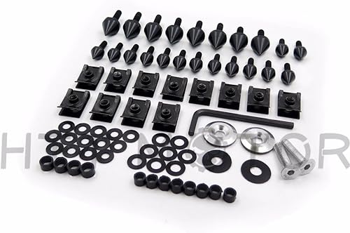 Miniatura 3 de HTTMT MT215-015 - Kit de pernos de carenado de espiga negra compatible con Kawasaki Ninja Zx6 Zx6R Zx9R 1998-2002