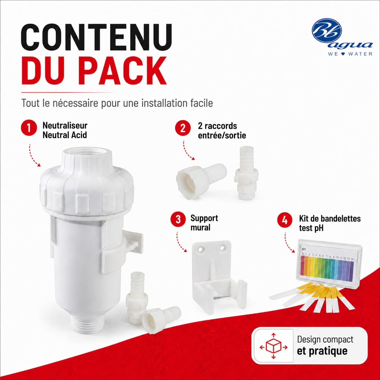 Filtre à acide neutre. Neutralise les condensats acides produits par la chaudière, prolongeant ainsi la durée de vie et réduisant l'entretien. Nettoyage et entretien faciles. Babagua.