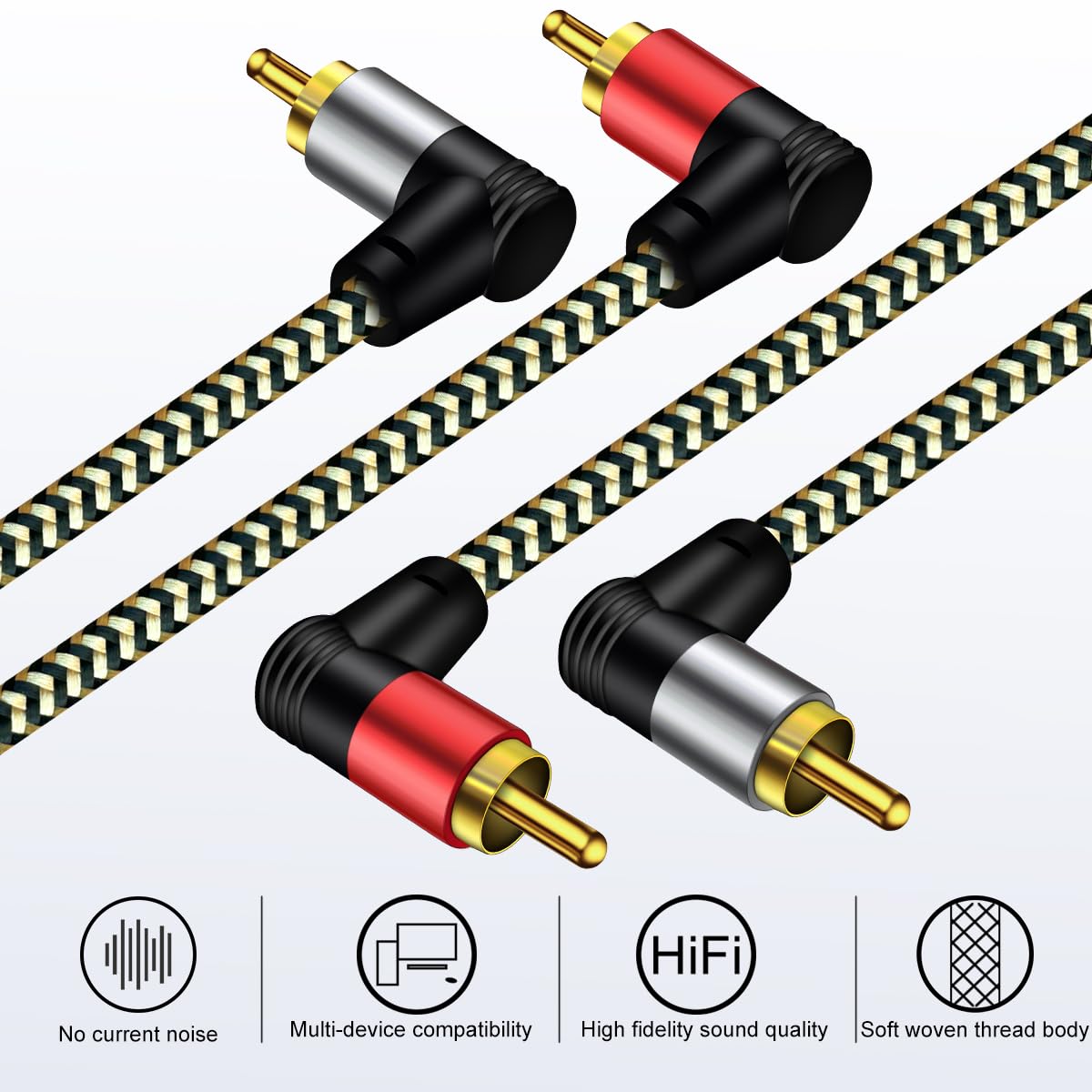 EMK 90 Degree To 90 Degree Subwoofer Cable 1Metres,RCA Male To Male Digital Coaxial Audio Cable For Television, DVD Player, Gaming Console, Projector, Speaker