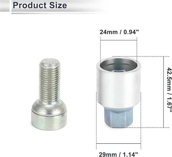 Vehicle Wheel Lock Lugnut with Bolt Kit for Audi A4L A5 A6L Q2L Q3 Q5 Q7 A8 Type x Anti-Theft Screw Nut Removal Key Socket 1 Set
