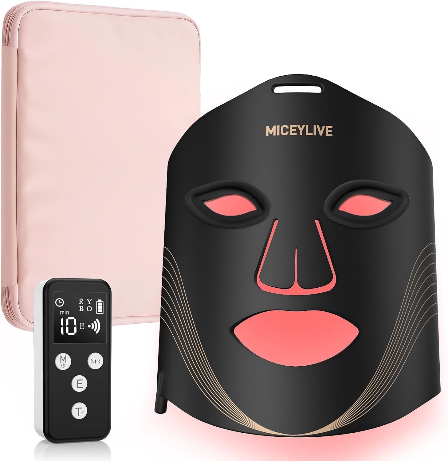 Led Maske Gesicht mit 3 Modi, Aufladbar Fernbedienung, Led Gesichtsmaske mit Nahinfrarot Mit Reisetasche für Zuhause & Reisen, 400 LEDs