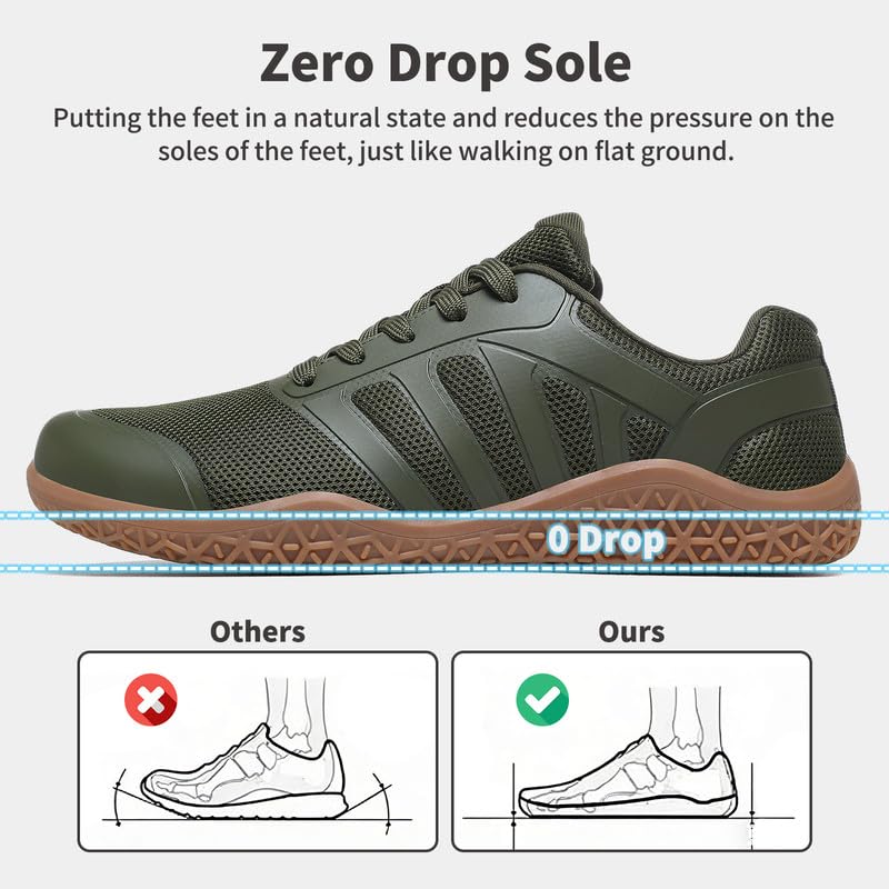 Image of ziitop Barefoot Shoes Men Sneakers Casual Wide Toe Box Running Footwear Zero Drop Tennis Minimalist Walking Grounding Shoes for Gym Workout Weightlifting Hiking Cross Training Trail Climbing