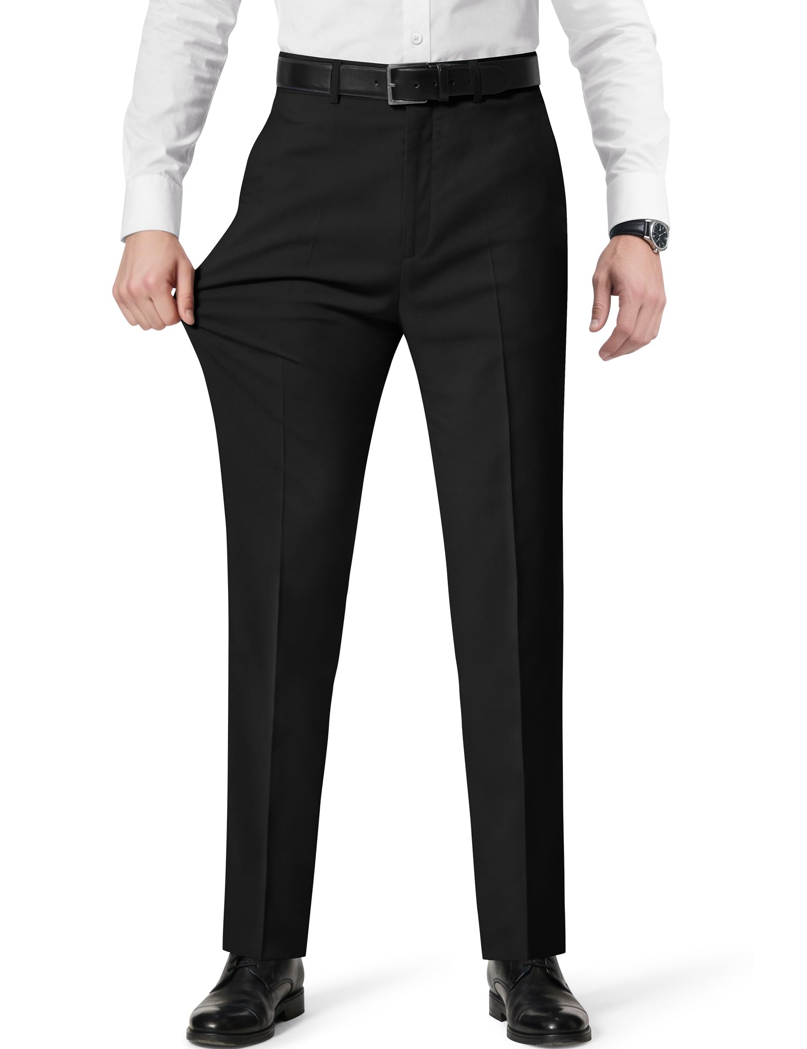 Mens Stretch Dress Pants with Expandable Waist 3 Fits Slim Fit Classic Straight Big Tall