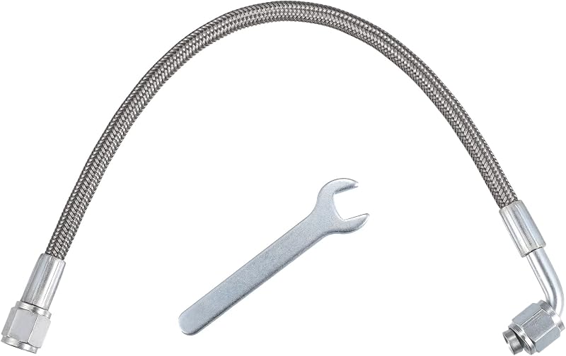 Kit de linha de alimentação de óleo para turbo X AUTOHAUX 4AN com malha de aço inoxidável e conexões de 90° – 1 unidade