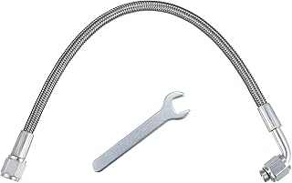 X AUTOHAUX 4AN Turbo Oil Feed Line 12" Turbo Feed Line Length Stainless Steel Braided AN4 90 Degree Straight Hose End Remote Turbocharger Oil Drain Return Line