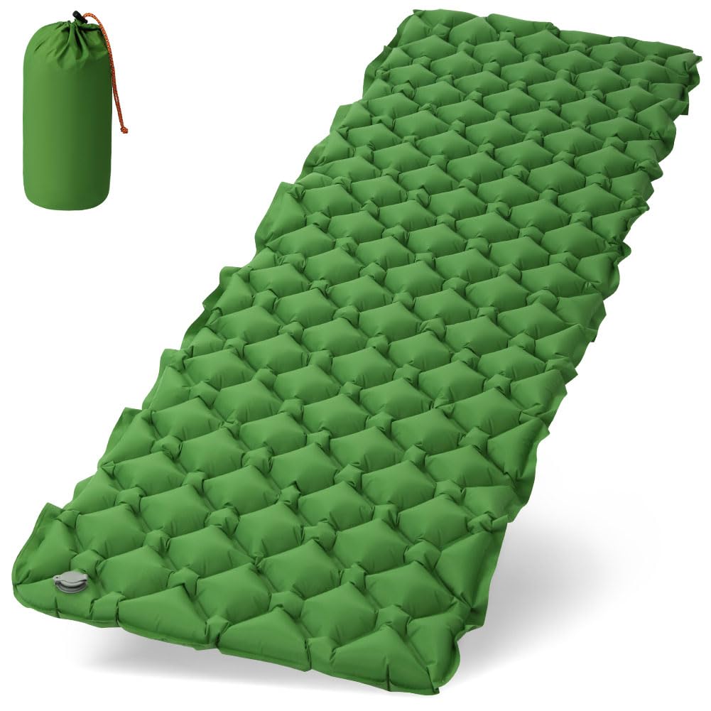 AUYAO Camping Sleeping Pad Ultralight Inflatable Sleeping Mat Sleeping Mattress Single Portable Camping Mat Lightweight Air Mat Camping Backpacking Sleeping Mat for Backpacking Hiking Tents(Green)