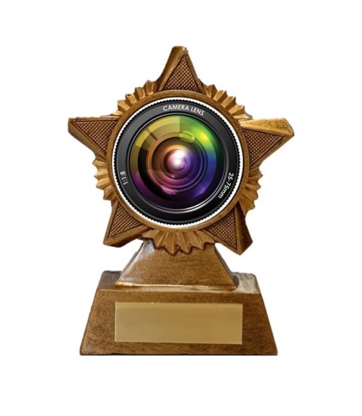 Troshow Antique Gold Camera Photography Trophy Award Premier Star 120Mm Camera Photography Heavy Resin Free Engraving -Troshow1-Gw-A