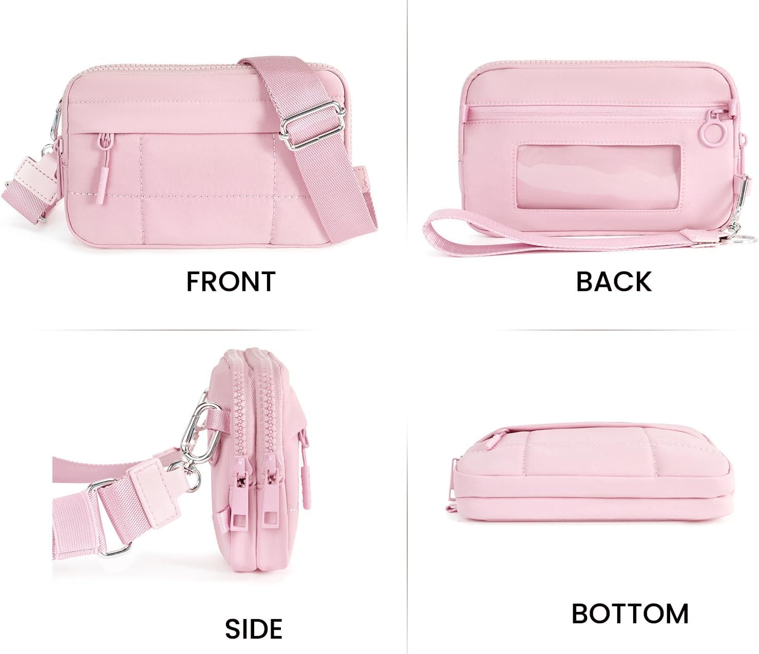 Small Crossbody Bags for Women Nylon Quilted Wristlet RFID Wallets with 4 Zipper Carry All Purse Credit Card Holder - Image 3