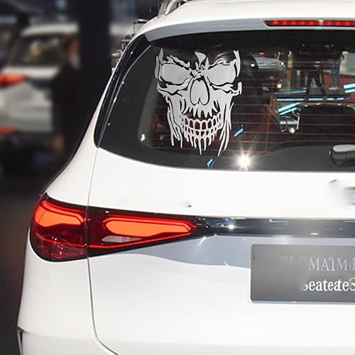 Miniatura 10 de Calcomanías de calavera 3D para capó de automóvil, calcomanía láser para automóvil, camión, SUV, decoración interior y exterior (rojo)