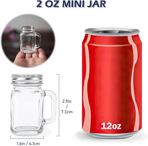 Miniatura 2 de Kingrol Paquete de 16 vasos de chupito de 2 onzas con tapas, tarros de vidrio para bebidas, postres, velas, manualidades