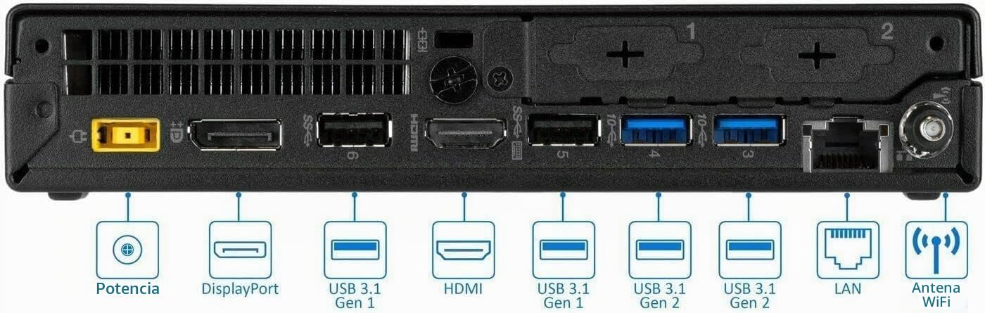 Lenovo ThinkCentre M700 Mini PC de Escritorio, Intel Core i7-6700, 8 GB de RAM, SSD de 256 GB, Teclado QWERTY Estadounidense, WiFi, Bluetooth, Windows 11 Pro (reacondicionado)