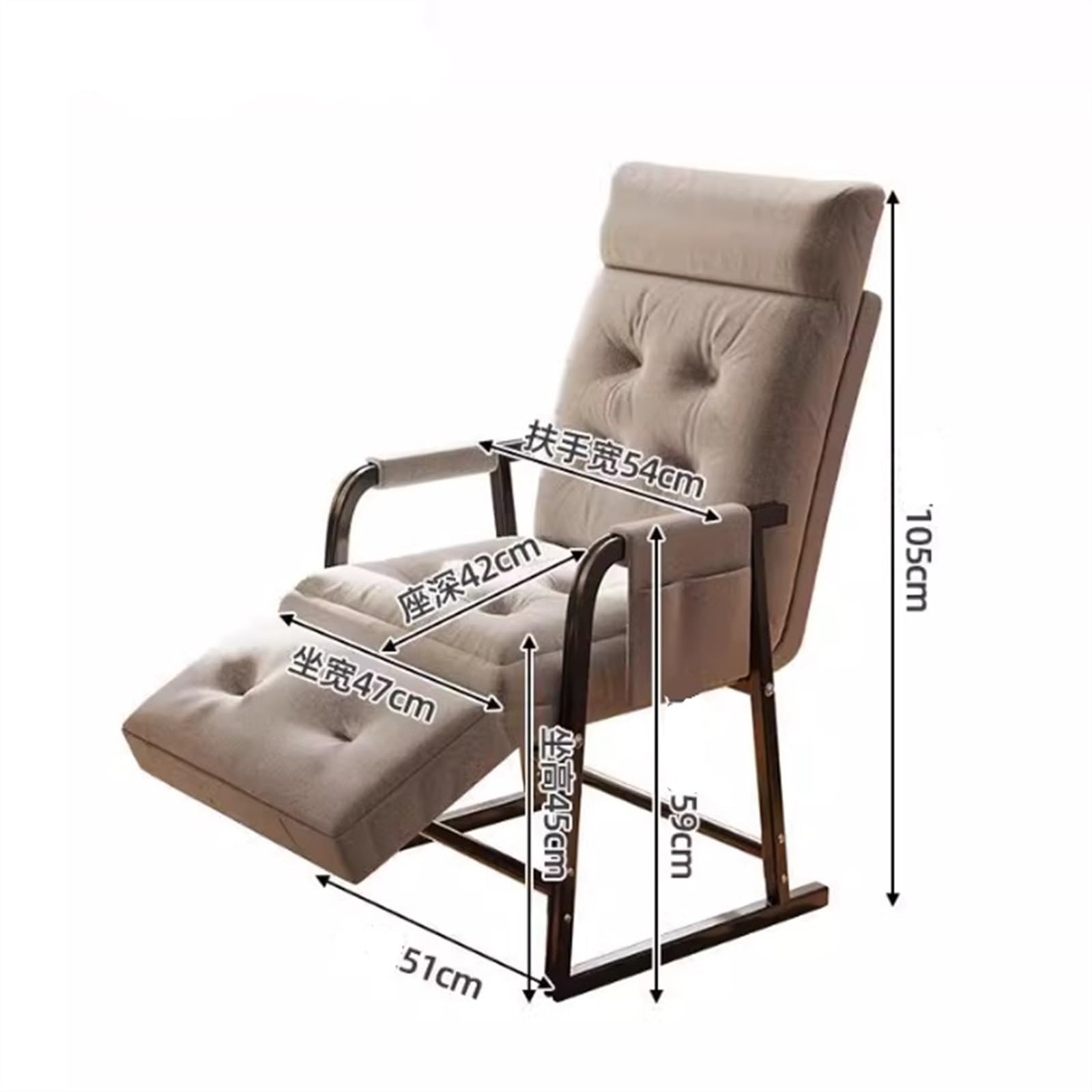Składane krzesło biurowe, regulowana, leniwa sofa, do domowego biura, oparcie i podparcie nóg, płaska konstrukcja, na przerwy obiadowe, łóżko pojedyncze i odpoczynek na balkonie (białe)