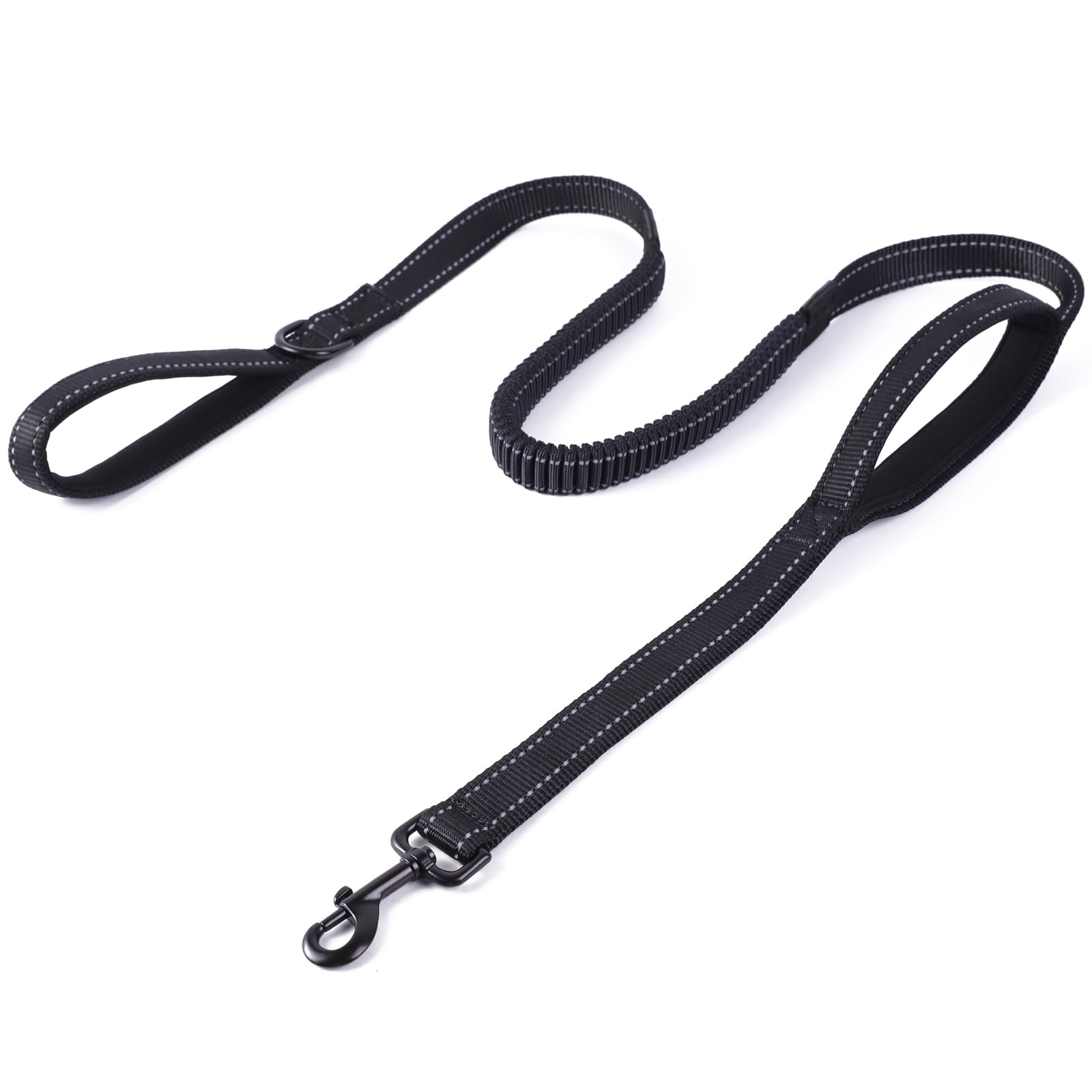 ECO-CLEAN Dog Leash, 6 Ft Bungee Dog Training Leash, Reflective Dog Leash for Medium Large Dogs, Shock Absorbing Retractable Strong Dog Leash with Padded Double Handle