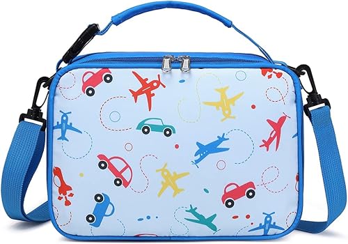 Miniatura 4 de MIRLEWAIY Mochila para niños de 15.7 pulgadas, juego de 3 piezas con lonchera y estuche para lápices para escuela, niñas, niños y estudiantes, Avión