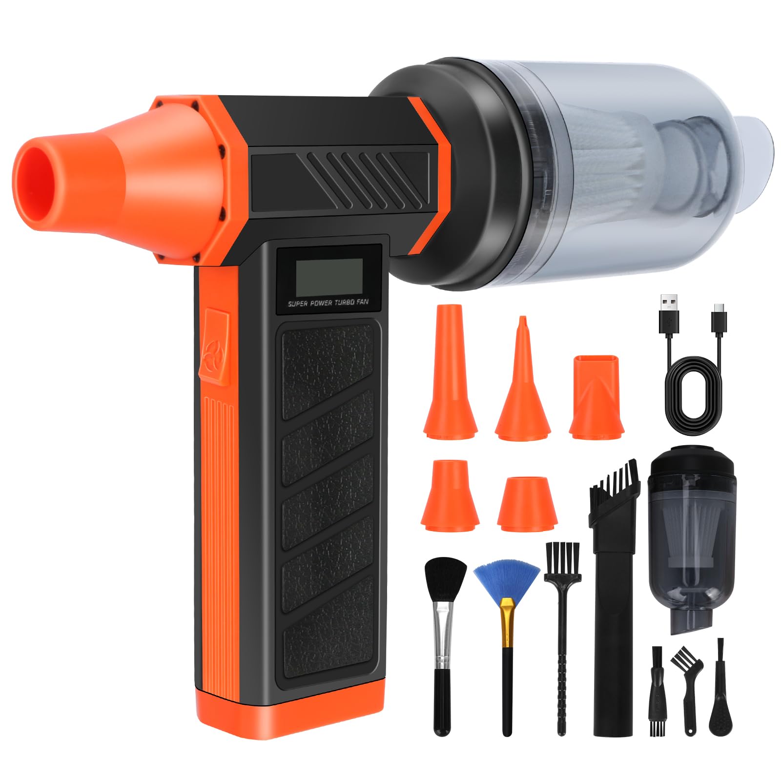 Souffleur Aspirateur Air Comprimé 130000 RPM, Mini Soufflette Sans Fil 2 en 1, Pulvérisation d’Air Comprimé avec Batterie 8000mAh, Soufflette Voiture, Bombe Air Sec pour Nettoyage PC, Clavier, Voiture
