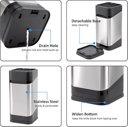Miniatura 4 de RedCall Soporte universal para cuchillos de cocina, bloque de cuchillos universal de acero inoxidable para encimera de cocina, organizador de