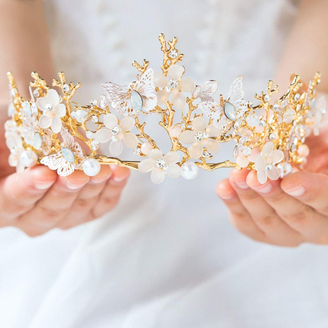 JAKAWIN Artio Bridal Wedding Queen Crowns and Tiaras Flower Baroque Crown for Women and Girls C007