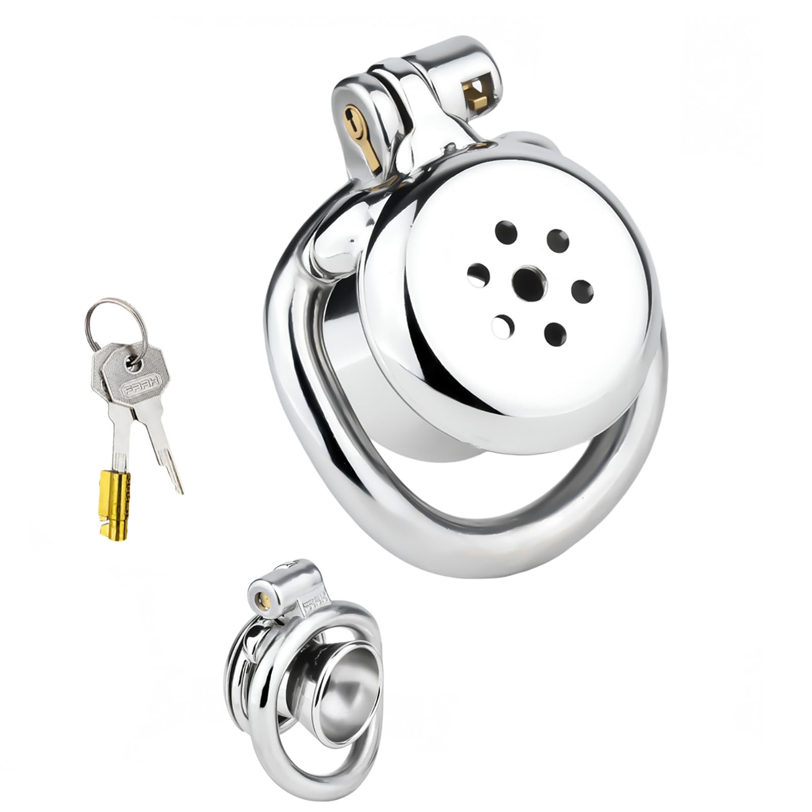 Male Chastity Cage Metal Chasity Cage SM Extrusion Small Chastity Device Stainless Steel Penis Cage Bondage Gear Accessories Adult Sex Toys for Men 50mm Ring With 50mm ring