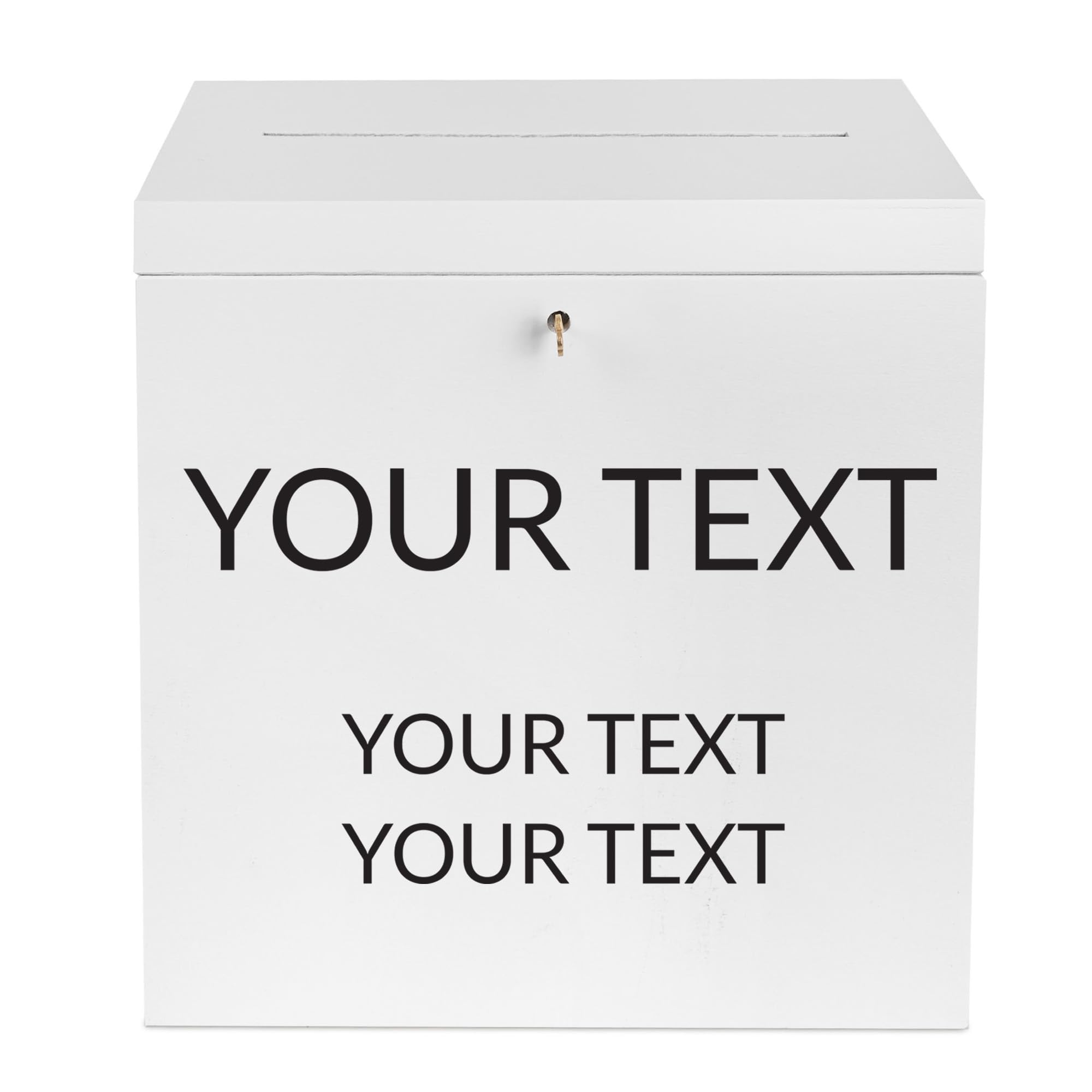 Creative Deco White Personalised Lockable Wooden Wedding Card Box | 29 X 25 X 30 Cm | Your Text | Plain Storage Box With Lid | Wood Keepsake Memory Trinket Chest For Post