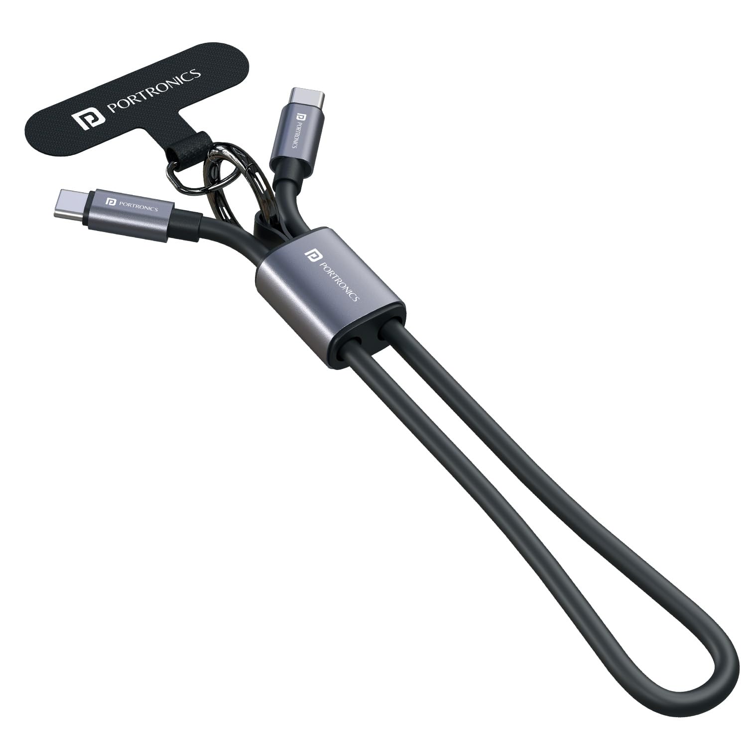 Portronics 60W Velin Type C to Type C Fast Charging Cable With Cable Organizer Strap & Keychain, 480Mbps Data Sync, Rapid Charging, Premium Silicone Build, Compatible With Laptops, Smartphones (Black)-picture-24