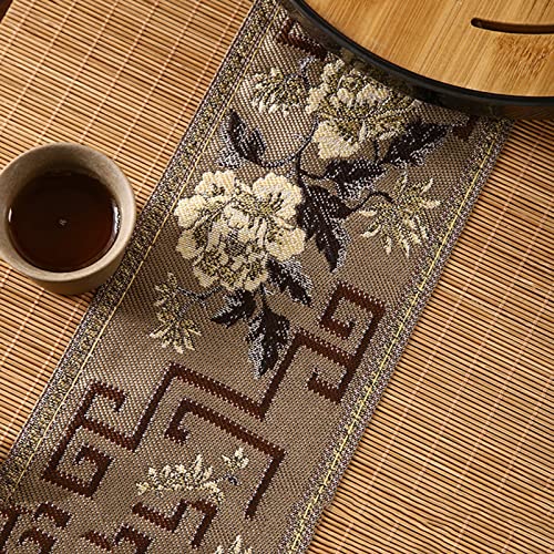 Chemin de table japonais brodé en bambou pour salon de thé et dîner - 2