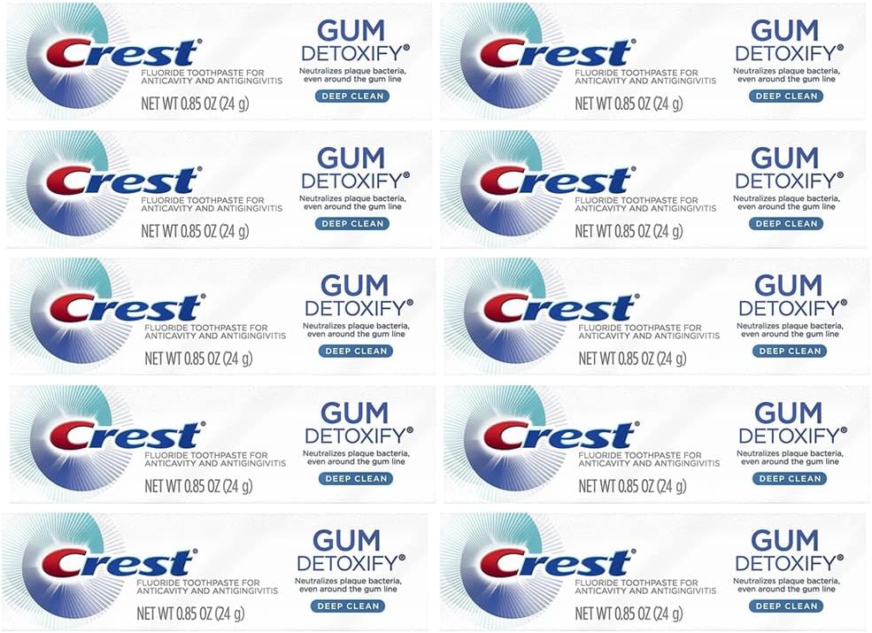 Crest Gum Detoxify Toothpaste, Deep Clean, Travel Size, 0.85 oz (24g)- Pack of 10