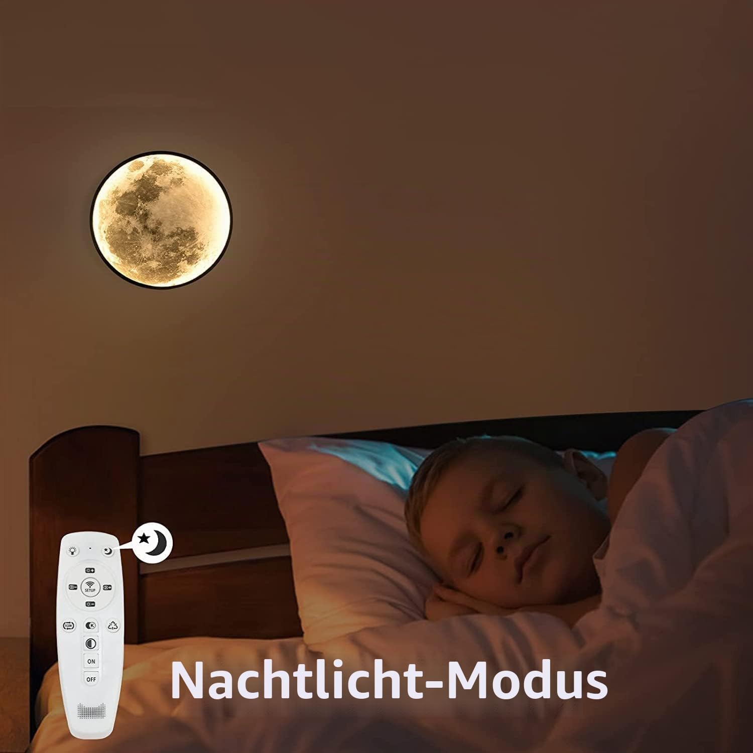Aplique de Pared LED Luna Interior con Mando a Distancia, Lámpara de Pared Regulable 35W con Interruptor y Enchufe, Lámpara de Cabecera Infantil con Cable, Lámpara de Luna para Dormitorio Salón,30cm