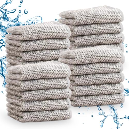 Multipurpose Wire Dishwashing Rags for Wet and Dry, 2023 New Multifunctional Non Scratch Metal Wire Dishcloth, Reusable Premium Metal Scrubbing Pads Sponge Clean for Home Kitchen Cooktop (15PCS)