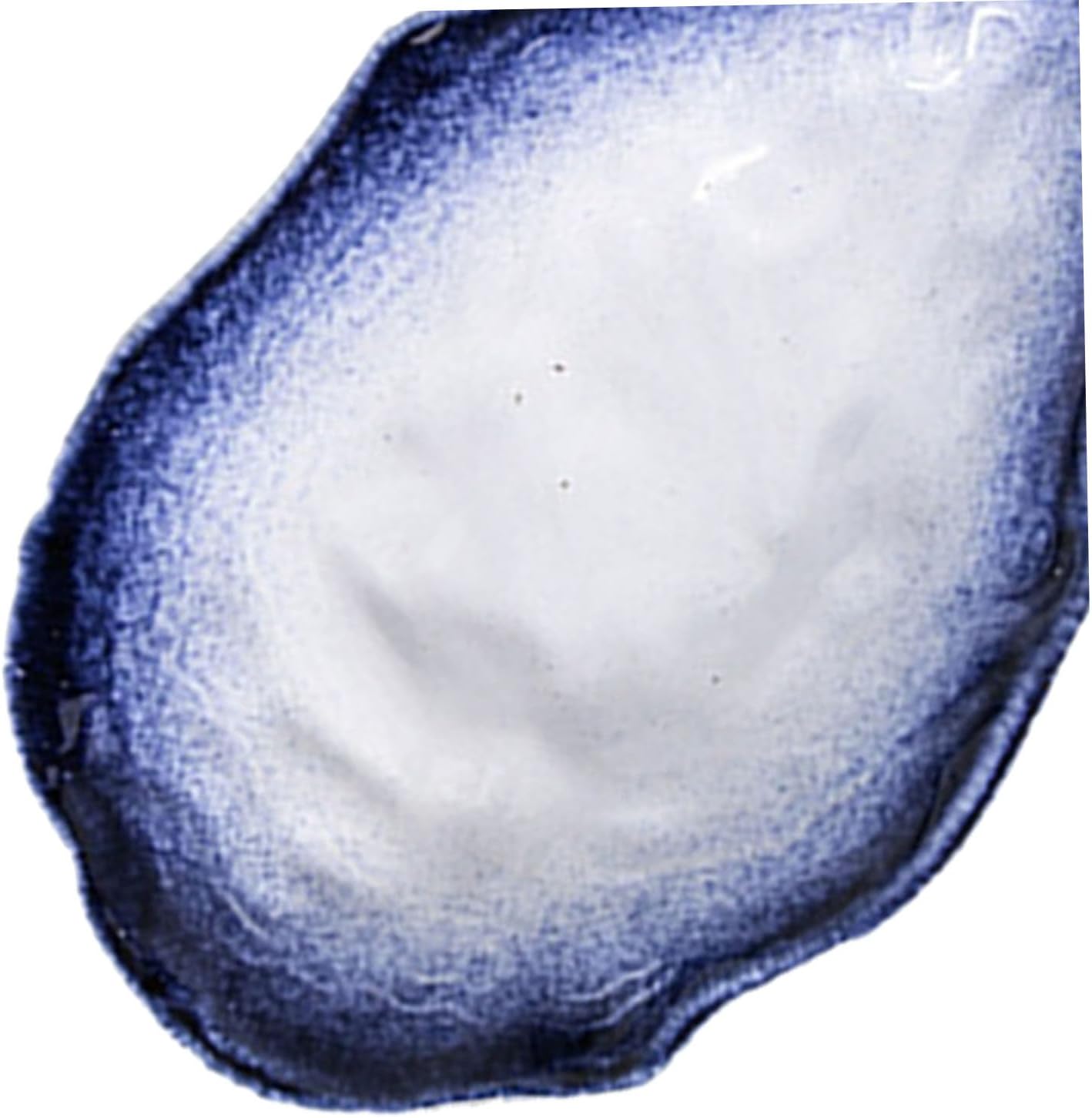 Oyster Shell Shaped Serving Plate 7.5 Inch Irregular Porcelain Tray Snow Blue Fruit Dish Snack Tray for Kitchen and Dining
