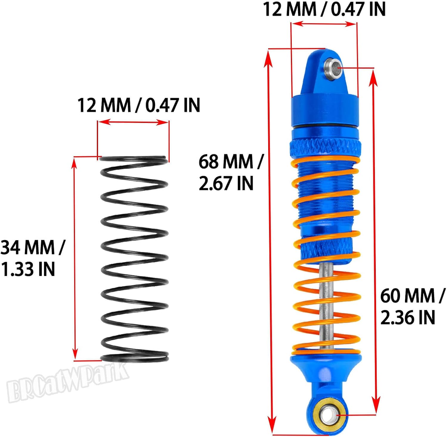 Alloy Front Rear RC Shocks Absorber Upgrades Part for 1/18 LaTrax Teton/LaTrax Desert Prerunner,Aluminum 4PCS RC Absorber Shocks,Navy Blue