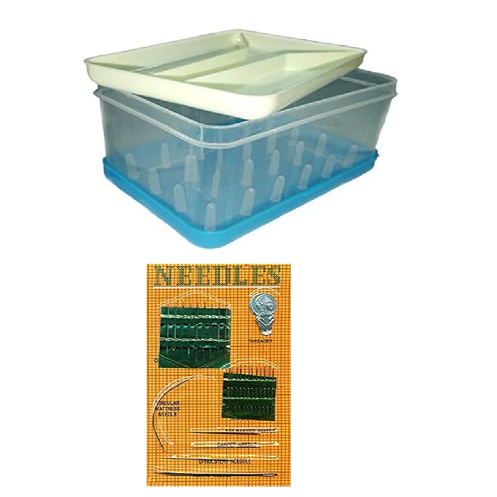 New 24 Reels Storage Sewing Supplies Organizer Rectangular Tailoring Accessories Empty Box with 27 Needle Set Free Needle Empty Box Small Size 24 Spools Tailor kit Plastic (Multi Color)