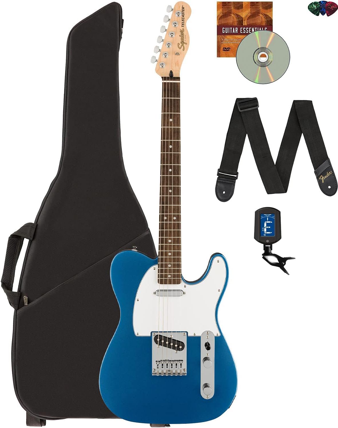 Fender Affinity Series Telecaster w/Laurel Fingerboard - Lake Placid Blue Bundle with Gig Bag, Tuner, Strap, Picks, and Austin Bazaar Instructional DVD