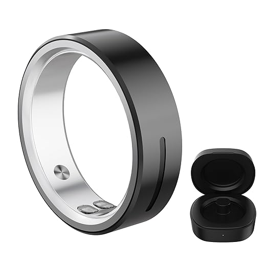 CONSSU AI Smart Ring for Men Women, Sleep Fitness Health Tracker, Body Temperature, Heart Rate & Blood Oxygen Monitor, Vibration Alert, No Subscription Fee, 4-6 Day Battery Life, Ceramics - Size 9