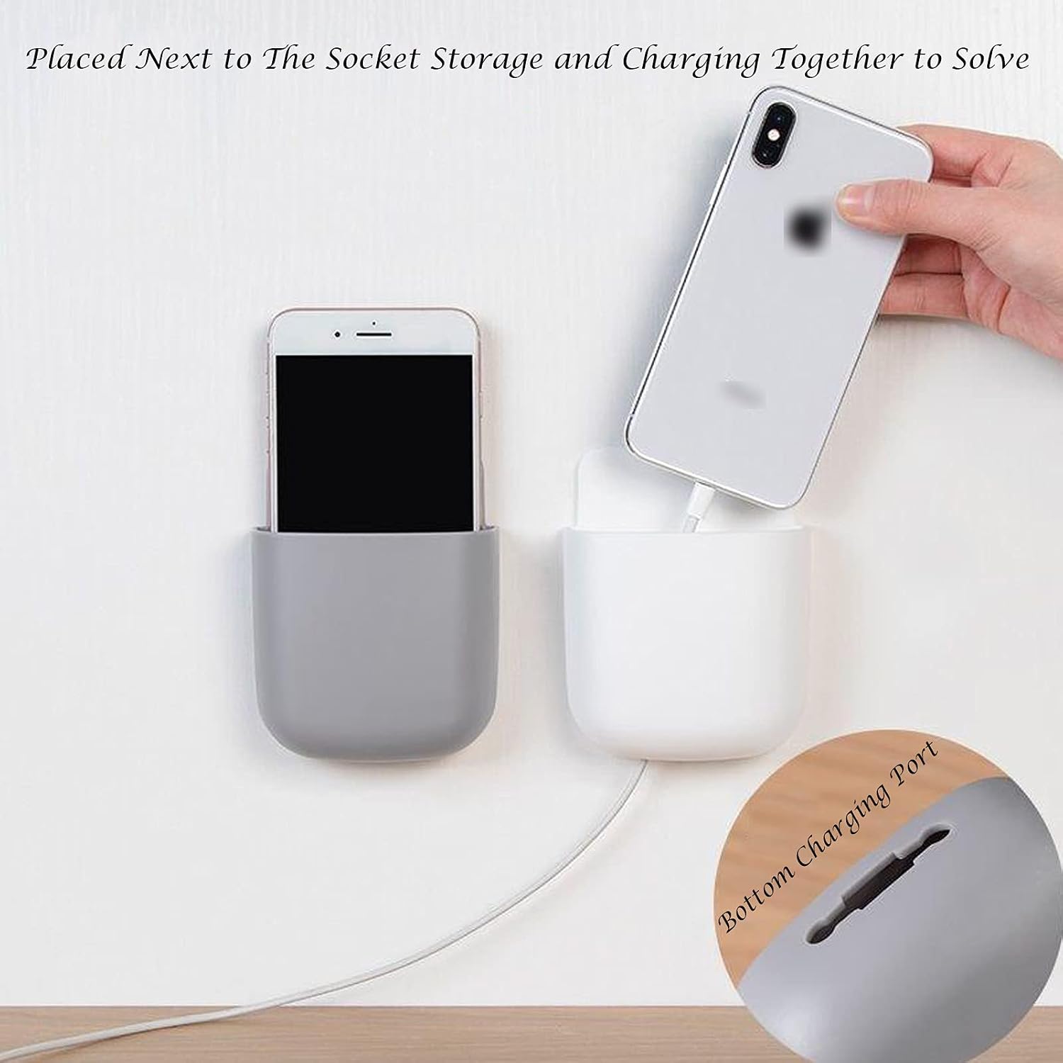 6 Piece Remote Control Holder Wall Mount Media Storage Box with Adhesive for Phone Remote Control, Office Home School Use