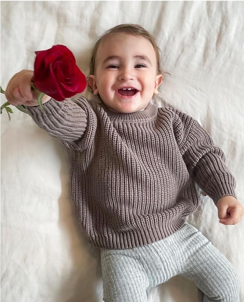 Toddler Baby Boys Girls Cotton Knitted Sweater Warm Soild Pullover Top Autumn Winter Outfits Water Grey 5T image 7 of 8 B0DLPB5R1J