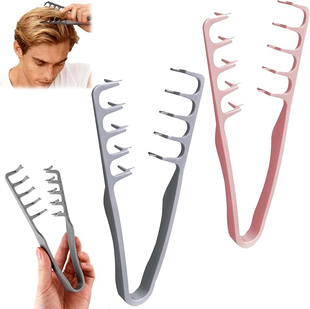 Lockenkamm Textur Kamm,2 Stück Styling Kamm mit Textur Comb,Roots Volume Tool,Haarzange Texturkamm,Volumen Lockenkamm,Großzahnkamm Haarstyling,für Die Haarwurzeln mit Ponyansatz Pflegen