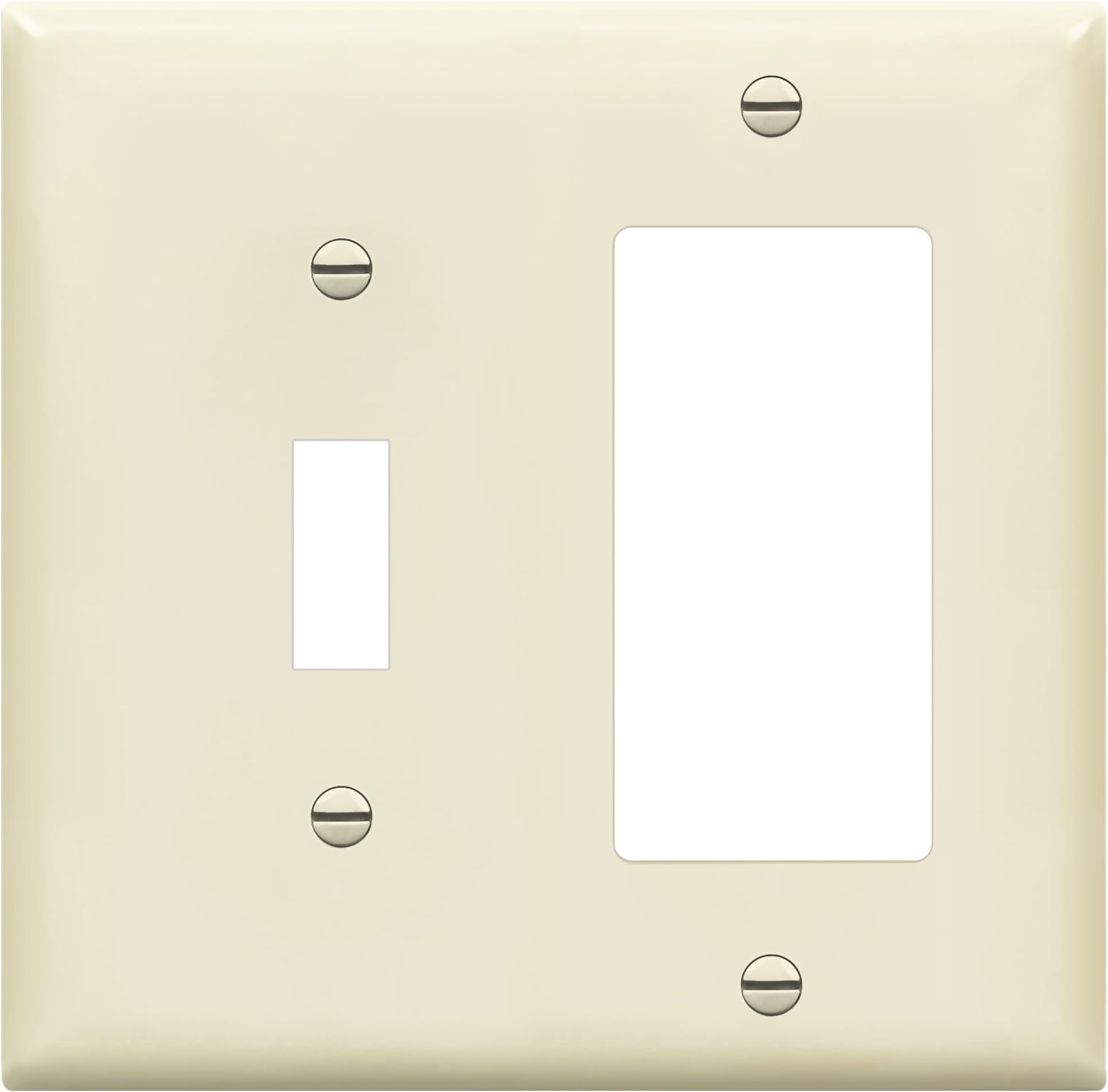 ENERLITES Combination Toggle Switch/Decorator Switch Wall Plate, Size 2-Gang 4.50" x 4.57", Polycarbonate Thermoplastic, 881131-LA, Light Almond