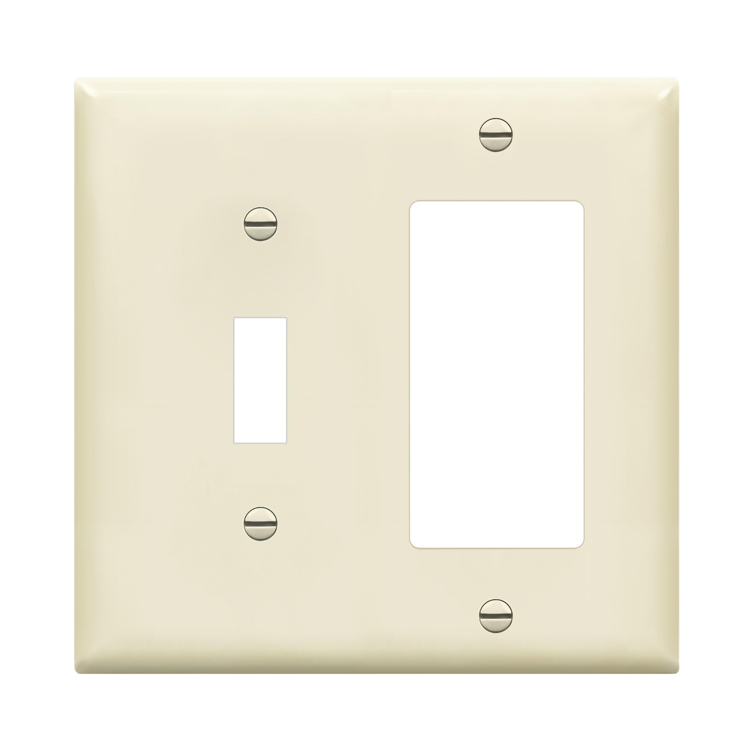 ENERLITESCombination Toggle Switch/Decorator Switch Wall Plate, Size 2-Gang 4.50" x 4.57", Polycarbonate Thermoplastic, 881131-LA, Light Almond