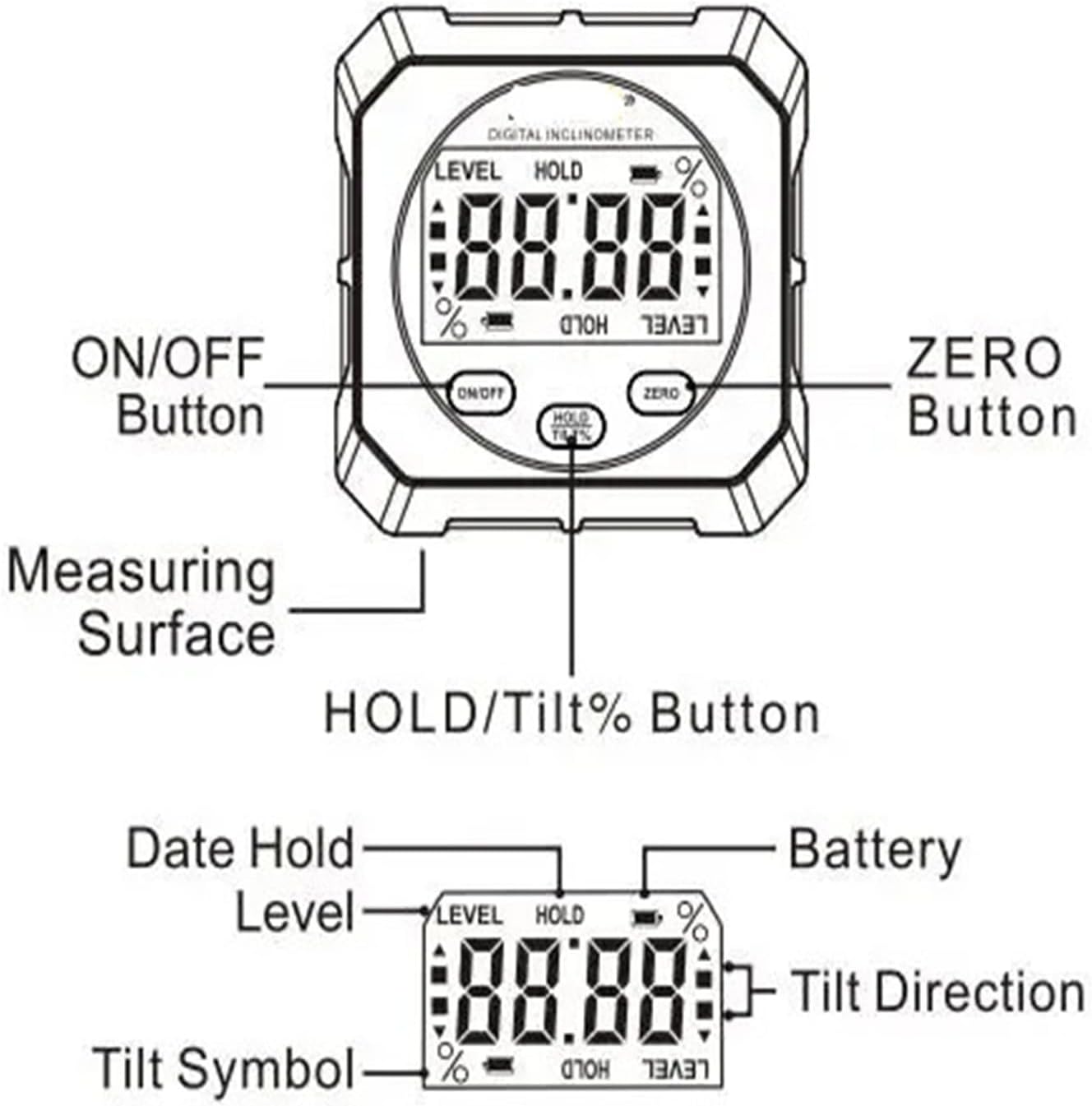 Digital Angle Finder Gauge Angle Electronic Level Touch Control Protractor Inclinometer(5518 one side magets)