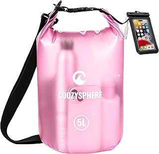 Waterproof Dry Bag for Women & Men, 5L Roll Top Lightweight Transparent Bag with Phone Case & Whistle for Kayaking Boating Beach Camping Swimming