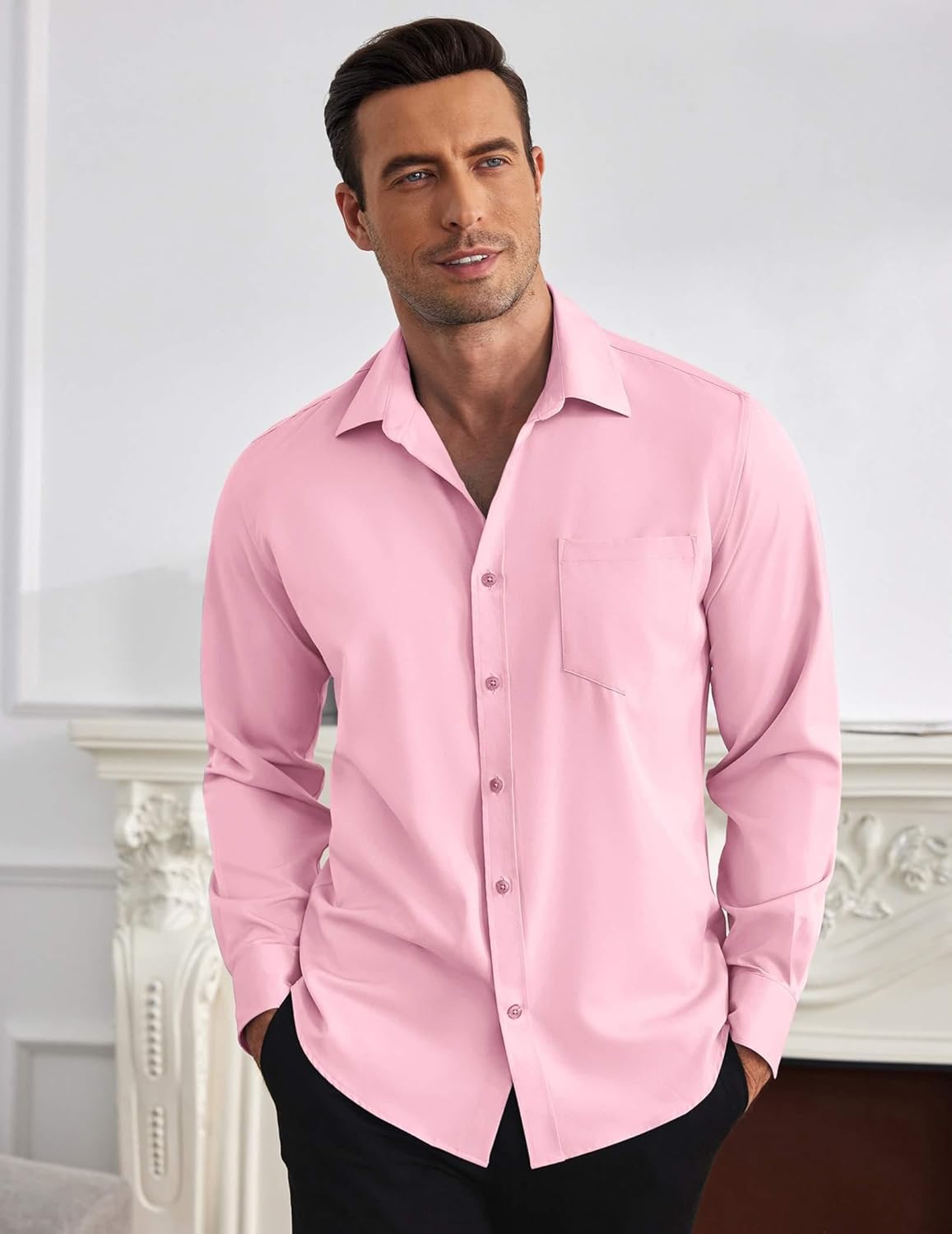 COOFANDY Mens Dress Shirts Wrinkle Free Long Sleeve Button Down Shirt Formal Business Shirts - Image 3