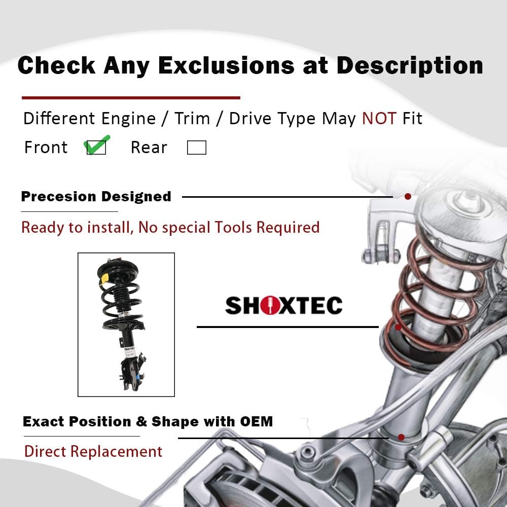 Shoxtec Front Right Complete Struts Replacement for 2003-2006 Hyundai Santa Fe Coil Spring Assembly Shock Absorber Repl. 271435