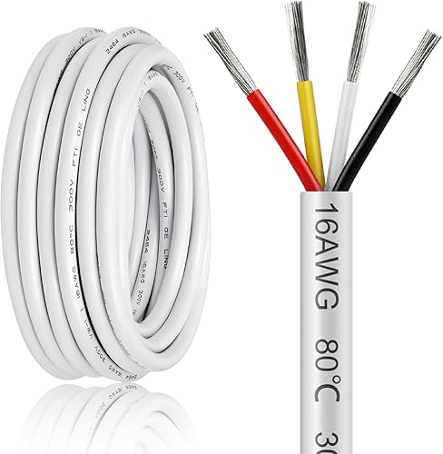 Miniatura 65 de Cable de calibre 18 de 20 pies, 4 conductores, cable eléctrico de 18 AWG, cable de cobre estañado trenzado sin oxígeno 18/4, cable de bajo voltaje