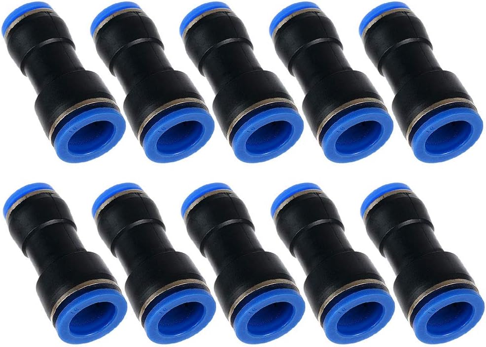 Metalwork Plastic Push to Connect Straight Union Pipe Tube Reducer Fitting, 12mm OD x 8mm OD, Reducing Coupler Straight Pneumatic Connector (Pack of 10)