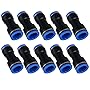 Metalwork Plastic Push to Connect Straight Union Pipe Tube Reducer Fitting, 6mm OD x 10mm OD, Reducing Coupler Straight Pneumatic Connector (Pack of 10)