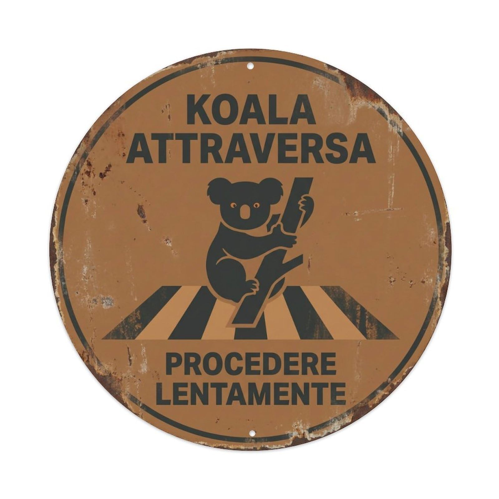 Koala Crossing Procedere Lentamente Quaint Metal Tin Sign