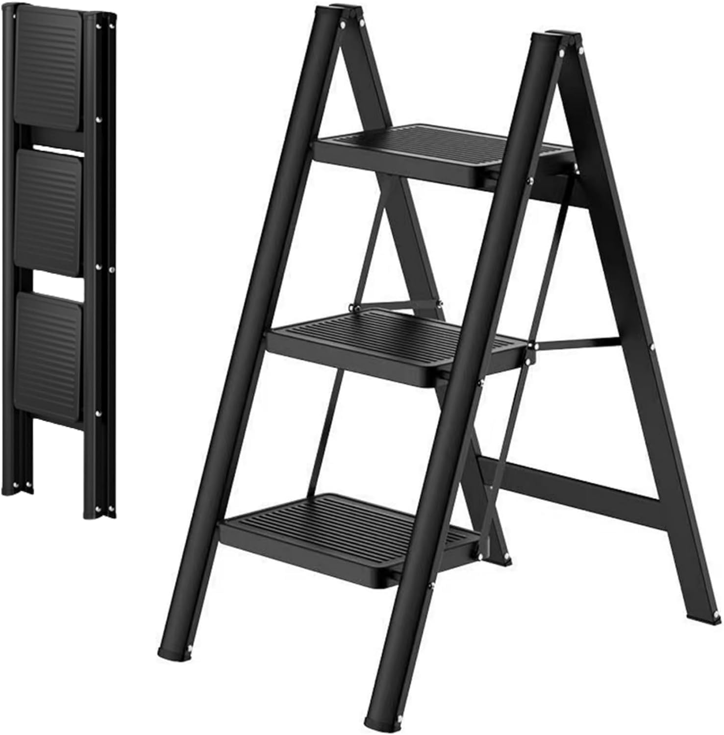 Vroxy Space-Saving Portable & Heavy-Duty Lightweight Multi Purpose 3 Step Folding Ladder Stool Household Office Easy to Use and Storage(1Pcs)-image-35